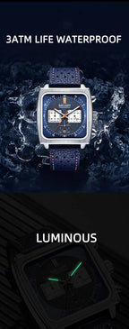 MEGIR 2182 Luxury Fashion Sports Chronograph Multi-Functional Military Leather Date Wristwatches for Men Relogio Masculino