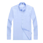 Men's long-sleeved shirt loose version flat hem striped business formal middle-aged and elderly straight shirt