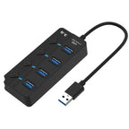 USB3.0 HUB 4 en 1 7 en 1USB Splitter 2.0 Adaptador USB Extensor de interruptor de alimentación independiente multipuerto Cable de 30 CM