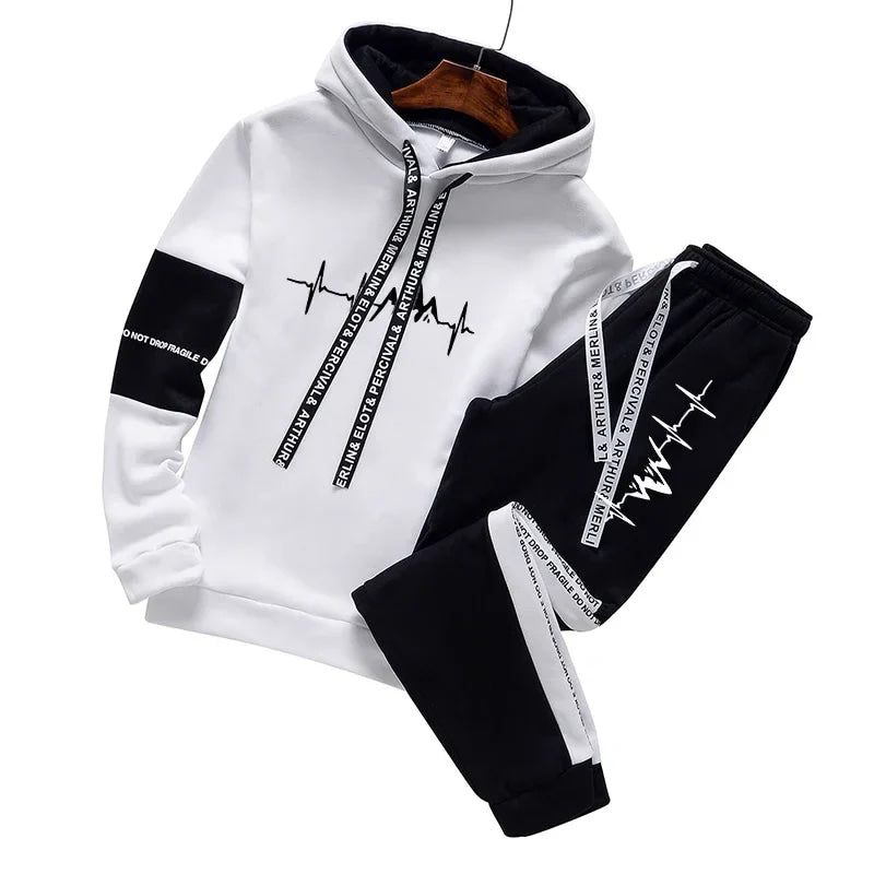 Mens Tracksuit Casual Classic Hooded Sweatshirt Jogging Clothing High Quality Simplicity Versatile Printing Tops Pants Suit