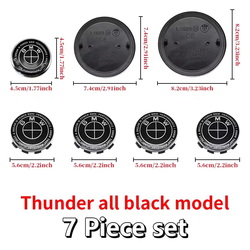 BMW 7Pcs Badge Logo 3D Wheel Center Cap Set Fit E36 E46 E53 E90 E60 E93 E87 G01 G20 E30 X1 X3 X5 X6 X7 F30 F20 Auto Accessories