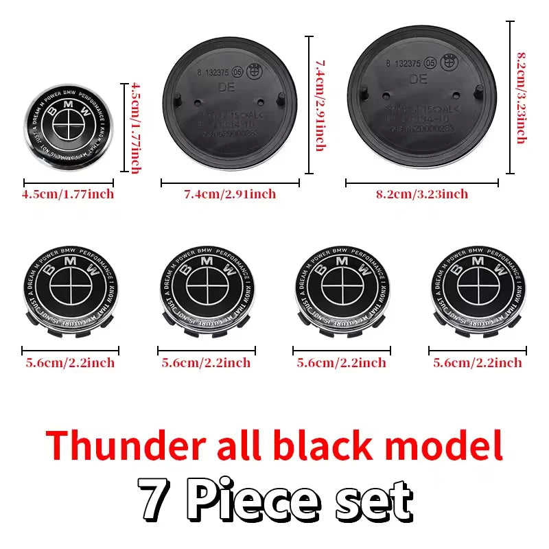 BMW 7Pcs Badge Logo 3D Wheel Center Cap Set Fit E36 E46 E53 E90 E60 E93 E87 G01 G20 E30 X1 X3 X5 X6 X7 F30 F20 Auto Accessories