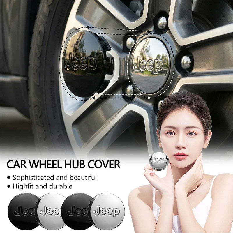 4Pcs 56mm Embossed Logo Rim Center Covers Wheel Center Hub Caps for Jeep Renegade Compass Wrangler JK Patriot Grand Cherokee SRT