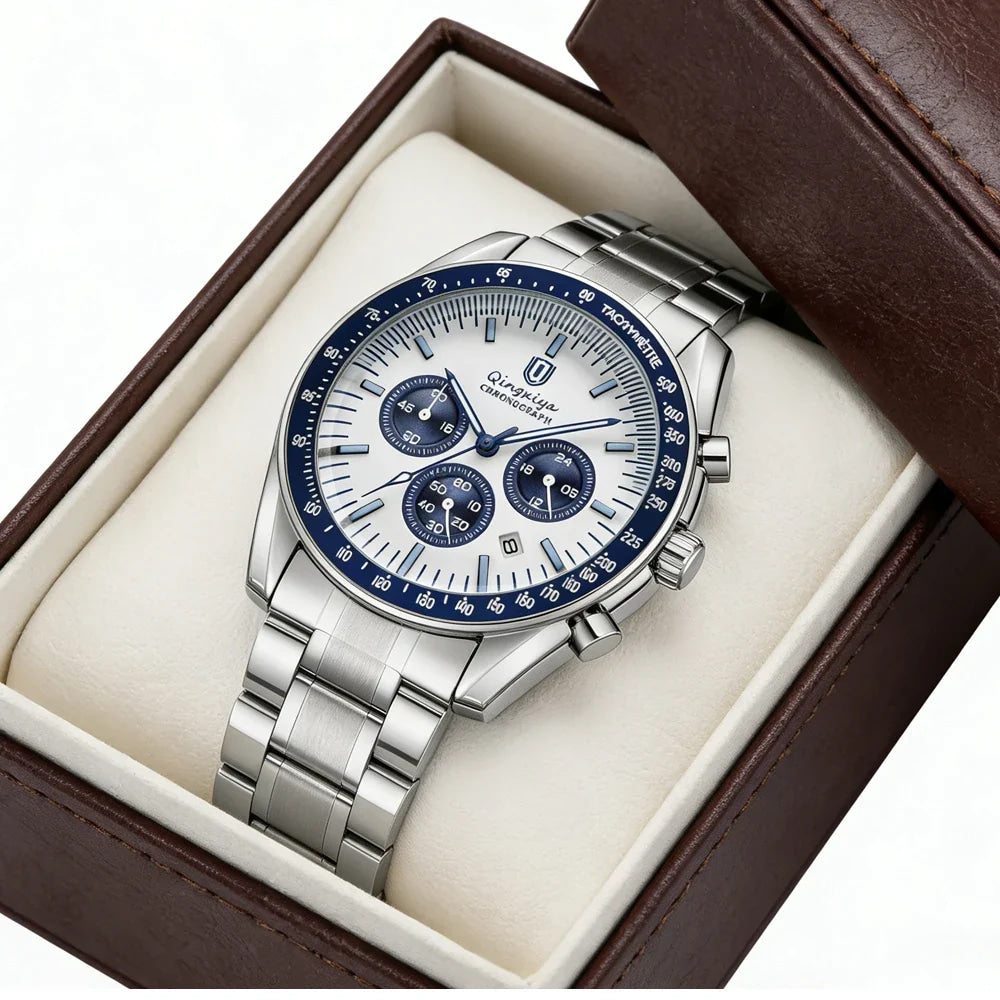 New Men Watch Calendar Business Quartz Watches Mens Top Brand Luxury Sport Waterproof Luminous Stainless Steel Man Wristwatches
