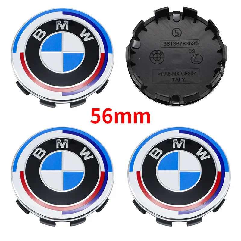 4Pcs 56mm 68mm Carbon Fiber Wheel Center Hub Caps 50th Anniversary Emblem for BMW M Power X5 E46 E90 F10 F30 G20