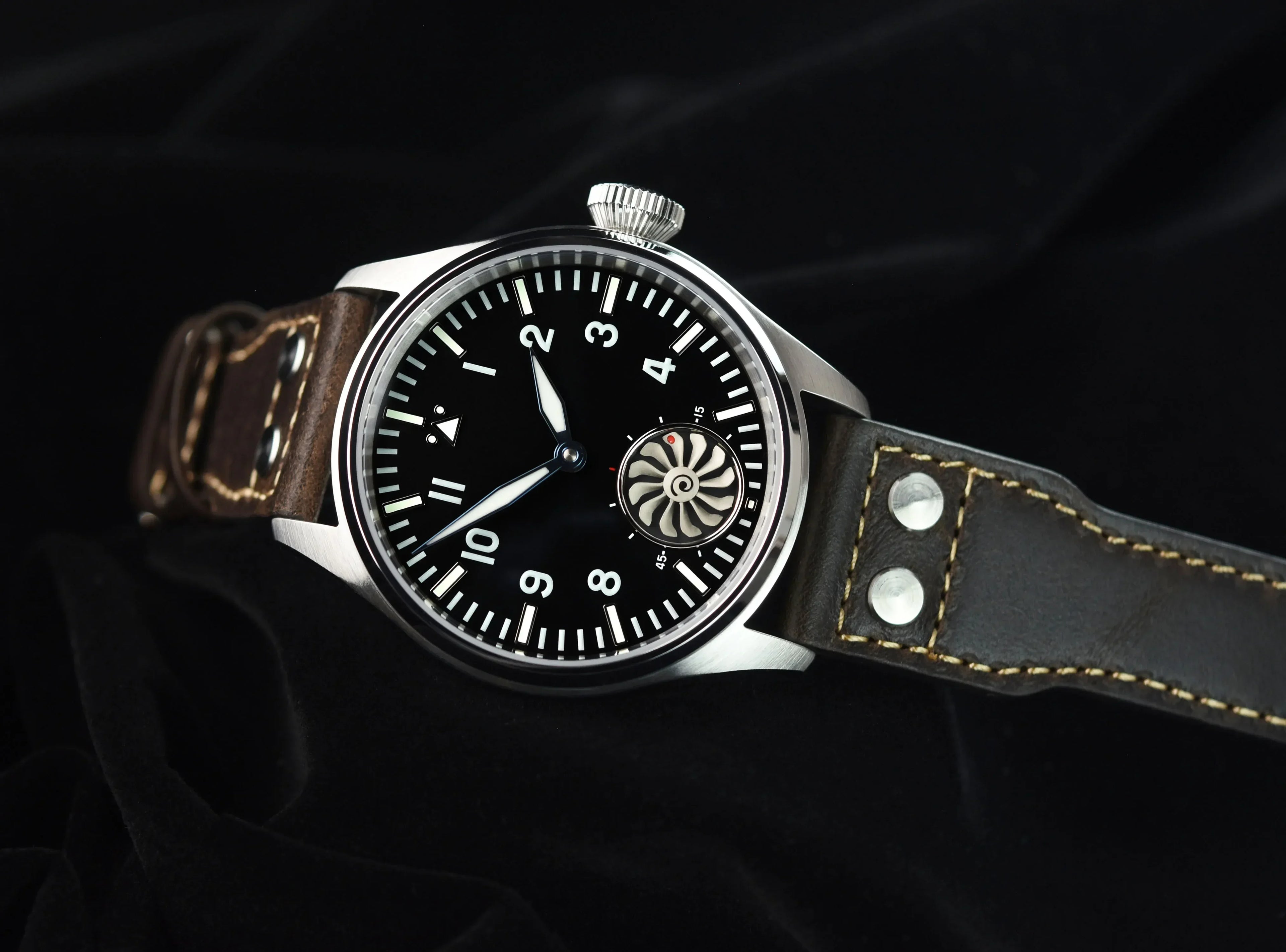 HRUODLAND Pilot Watch for Men BGW-9 Luminous Mechanical Wristwatch 316L Stainless Steel Sapphire Glass 10ATM Waterproof F016