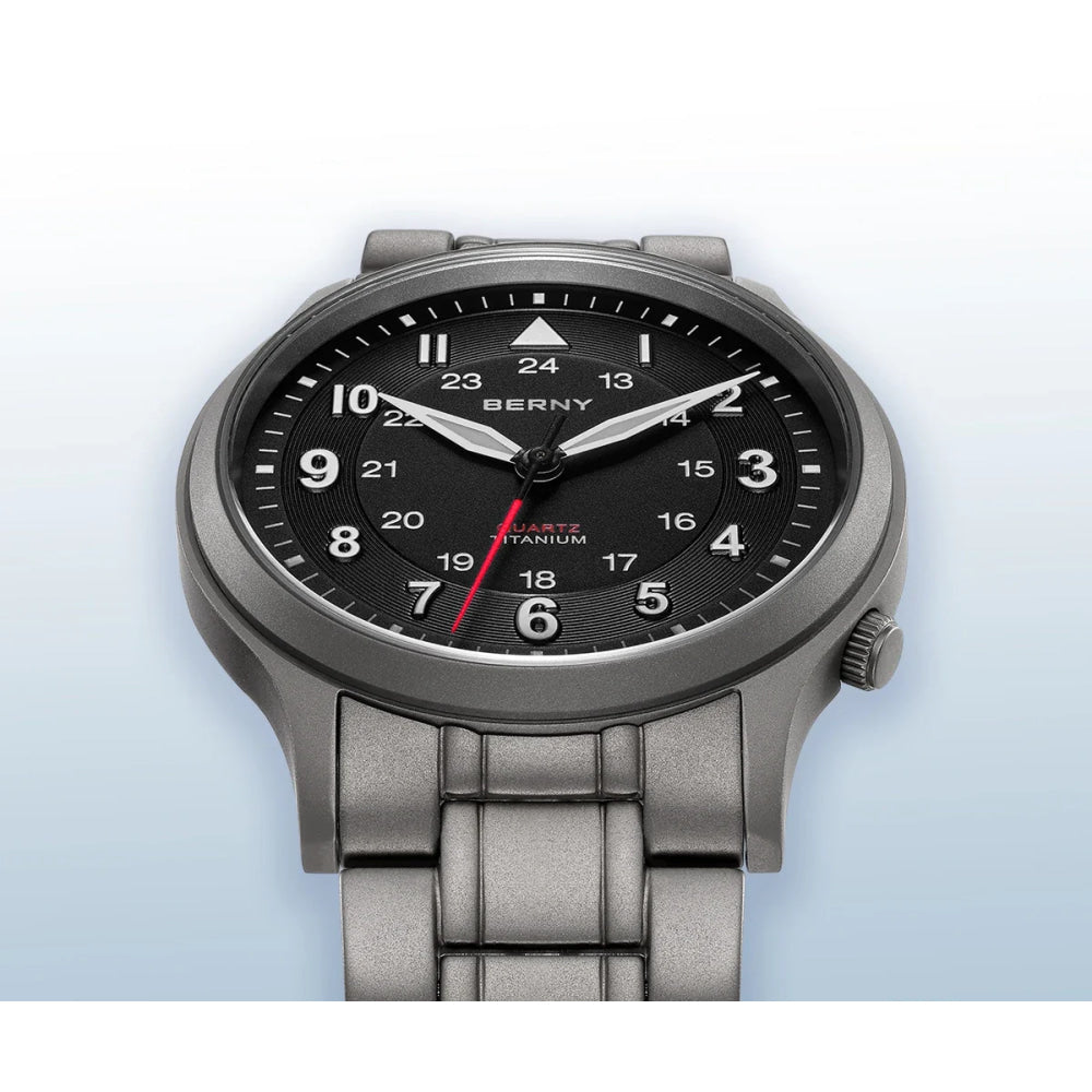 BERNY Full Titanium Watches for Men Outdoor Quartz Men's Field Wristwatch VH31 Super Luminous Sapphire Easy Read Watch