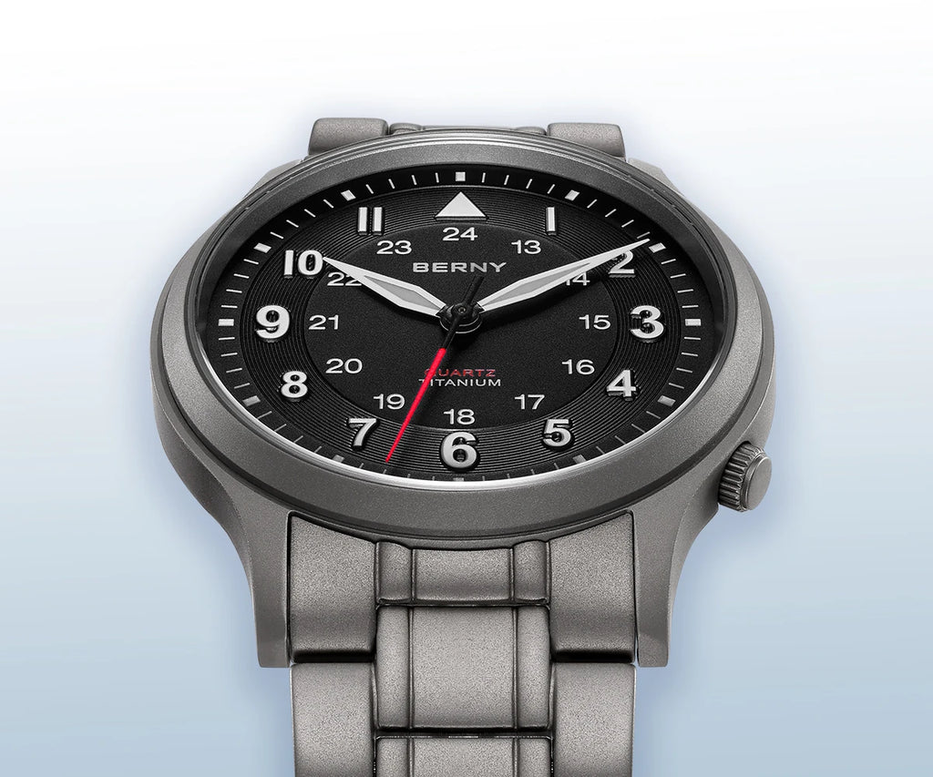 BERNY Full Titanium Watches for Men Outdoor Quartz Men's Field Wristwatch VH31 Super Luminous Sapphire Easy Read Watch