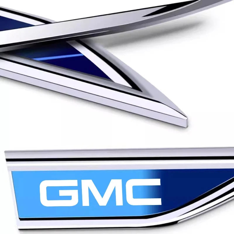 2pcs Car Blade Shape Side Fender Logo Badge Emblem Sticker For GMC Terrain Sierra ornament 1500 Yukon Acadia Savana