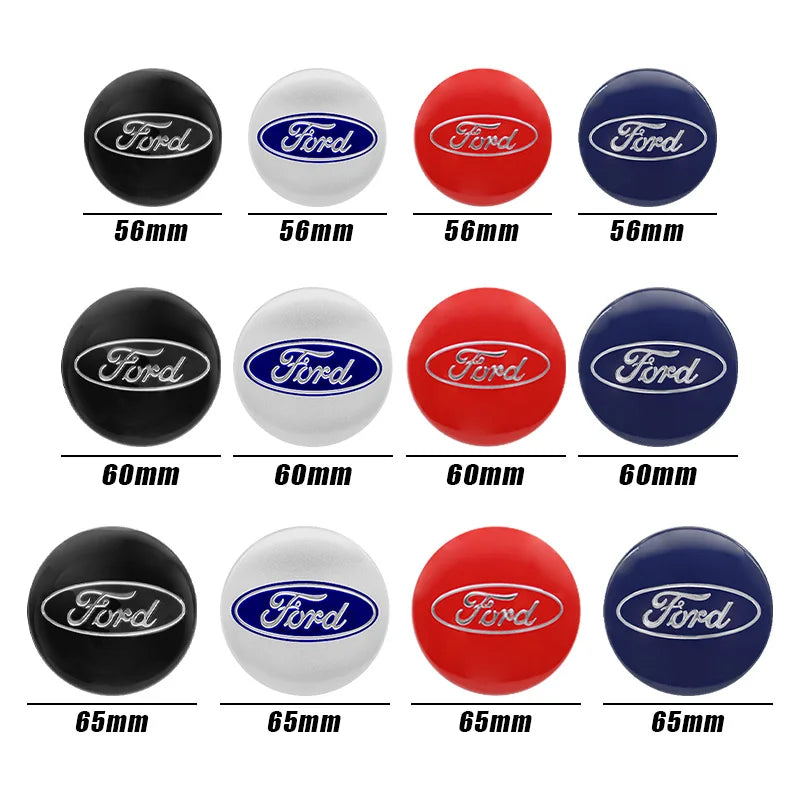 4Pc 65mm 60mm 56mm Car Wheel Center Hub Cap Cover Badge Stickers For Ford F150 Focus Ranger Fiesta Transit Mustang Mondeo Fusion