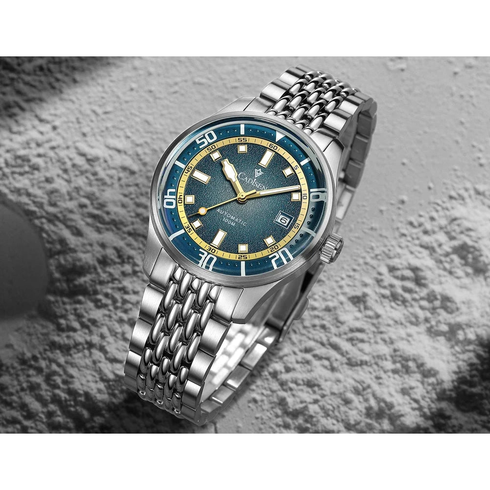 CADISEN Automatic Mechanical Watch Man Silver Business Casual Waterproof Watch Japan MIYOTA 8215 Movement Domed Glass Mens Watch