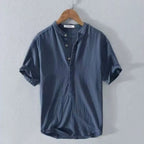 New Cotton Linen Shirts for Men Casual Shirts Lightweight  Short  Sleeve Henley Beach Shirts Hawaiian T Shirts for Men