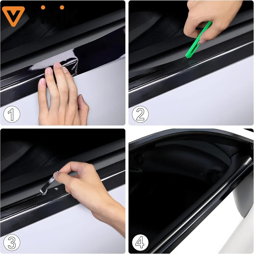 3/5/7/10CM Black Glossy Vinyl Stripes Car Tape Waterproof Window Trim Film for Hood Roof Pillar