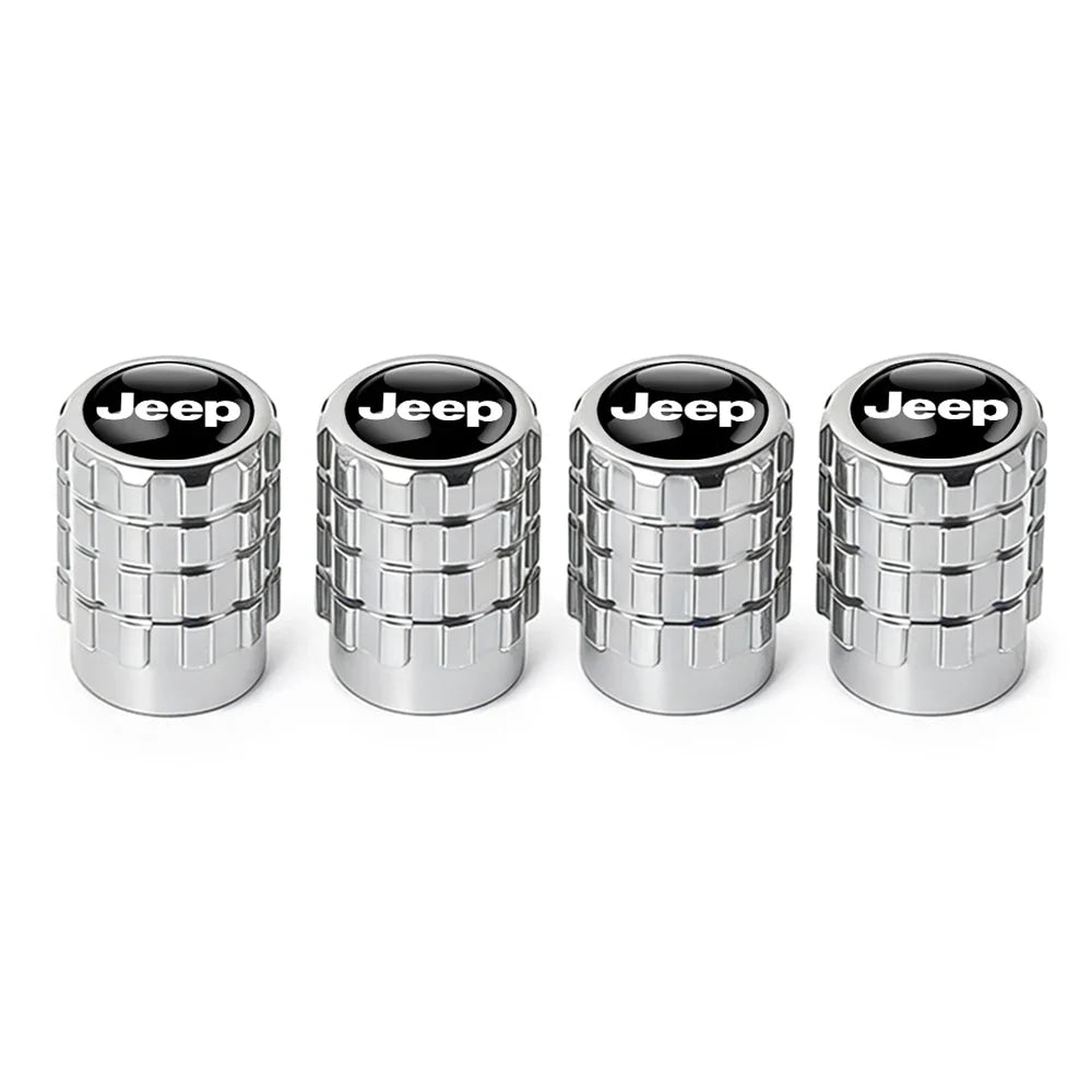 4Pcs Car Emblem Valve Cap Wheel Valves Dust Cover Tire Accessories For Jeep Wrangler Renegade Compass Gladiator Cherokee JL JK