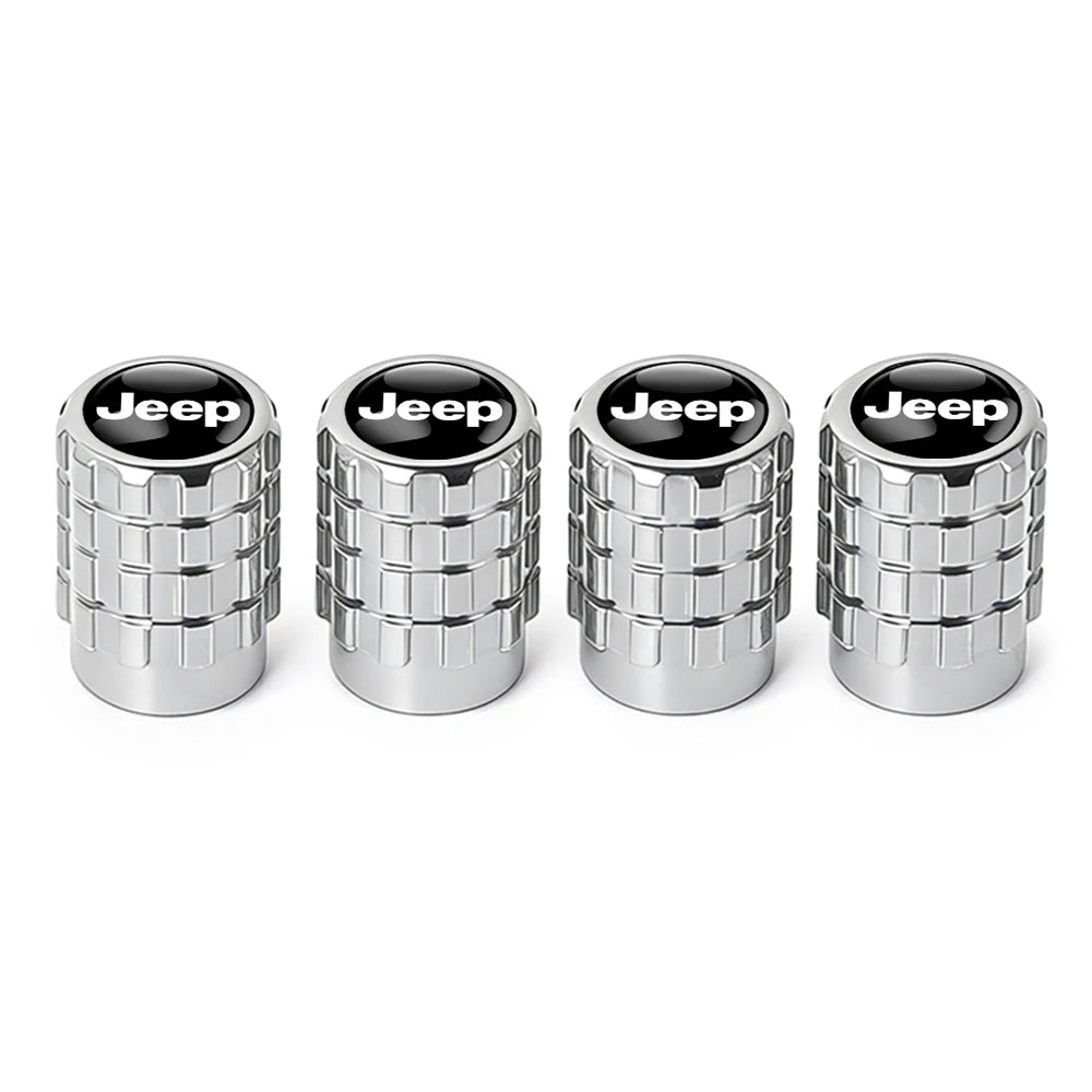 4Pcs Car Emblem Valve Cap Wheel Valves Dust Cover Tire Accessories For Jeep Wrangler Renegade Compass Gladiator Cherokee JL JK