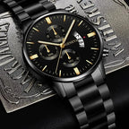 Reloj de pulsera de cuarzo con calendario de lujo de acero inoxidable a la moda para hombre, relojes de negocios para hombre, reloj Montre Homme