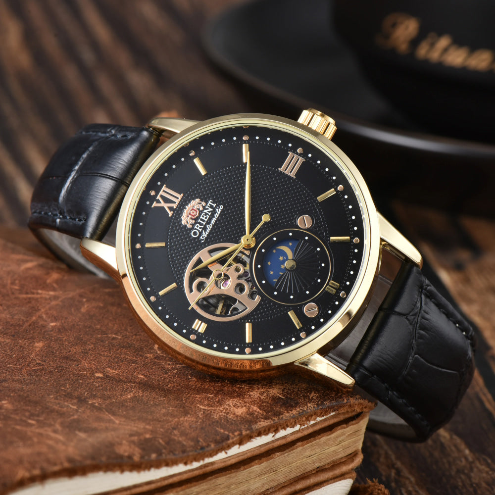 Mechanical Unisex Automatic World Time Full Function Leather Strap Water Resistant Shockproof Star Orient Series