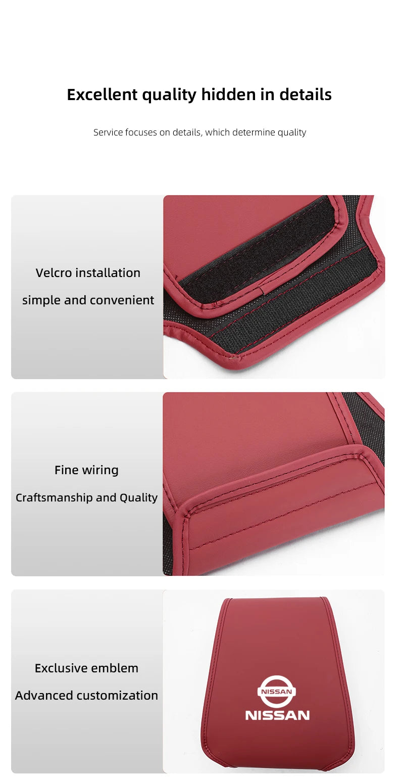 Leather Car Headrest Cover Front Rear Seat Pillow Protective Set For Nissan Sylphy N7 Teana Qashqai Note J10 J11 Navara Juke GTR