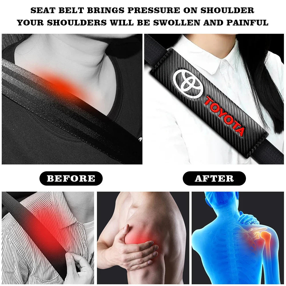 Auto sticker For Toyota Camry Car Seat Belt Cover Carbon Fiber Leather Shoulder Protection Cover Corolla E150 Rav4 Mark 2 Reiz
