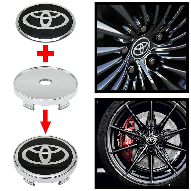 4Pcs Car Wheel Center Hub Caps Emblem Badge Rim Dust Cover For Toyota Corolla Camry Highlander Yaris Prius CHR Auto Accessories