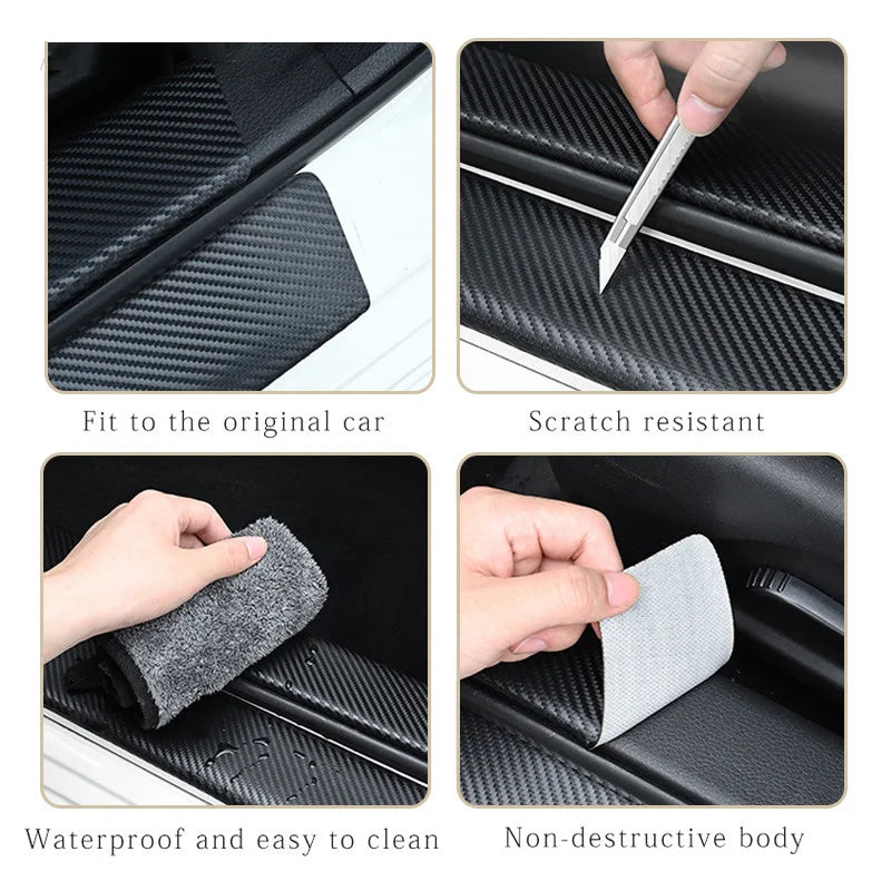 Car Door Sill Carbon Fiber Threshold Trunk Bumper Stickers Protector Strips for BMW X1 X3 3 5 Series G30 G20 G32 G11 Accessoies