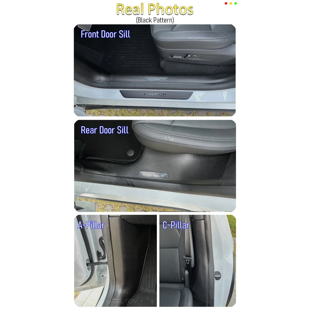 For Tesla Model Y Juniper 2025 2026 Front Rear Door Sill Guard Anti Scratch Dirt Resistant Threshold Strips Interior Accessories