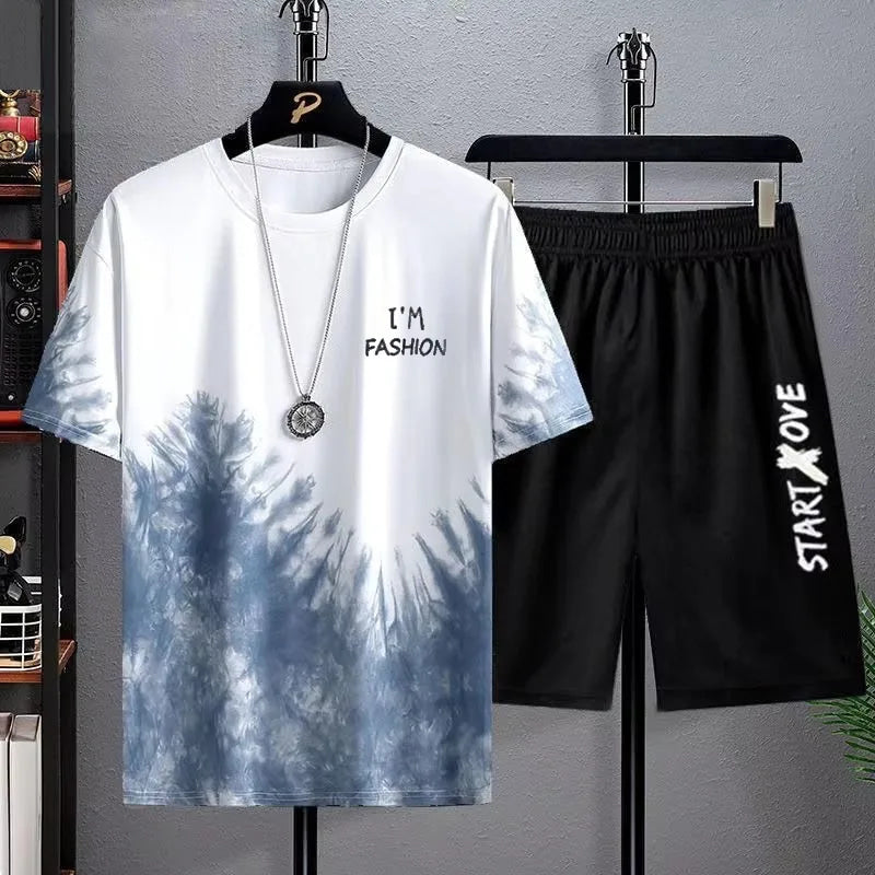 Conjuntos de verano de secado rápido para hombre, chándales de moda, pantalón corto informal transpirable de manga, Camiseta deportiva con estampado 3D + Pantalones cortos, conjunto de baloncesto