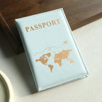 Porta pasaporte delgado con mapa de la ranura, porta pasaporte de PU, crucero esencial de viaje, porta pasaporte imprescindible, portátil para todos los países