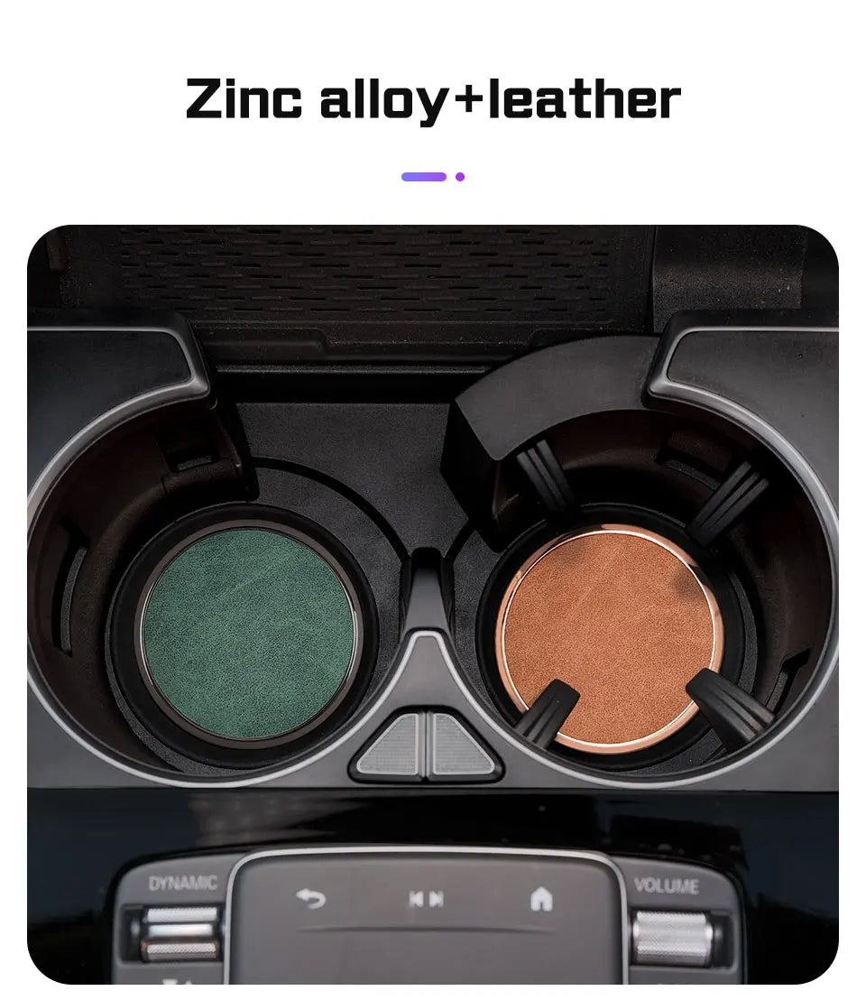 2Pcs Leather Car Coaster Anti-slip Mat Cup Holder Pad For BMW X1 X2 X3 X4 X5 X6 X7 1 3 5 6 7 Series E60 E90 E70 G20 G30 G7