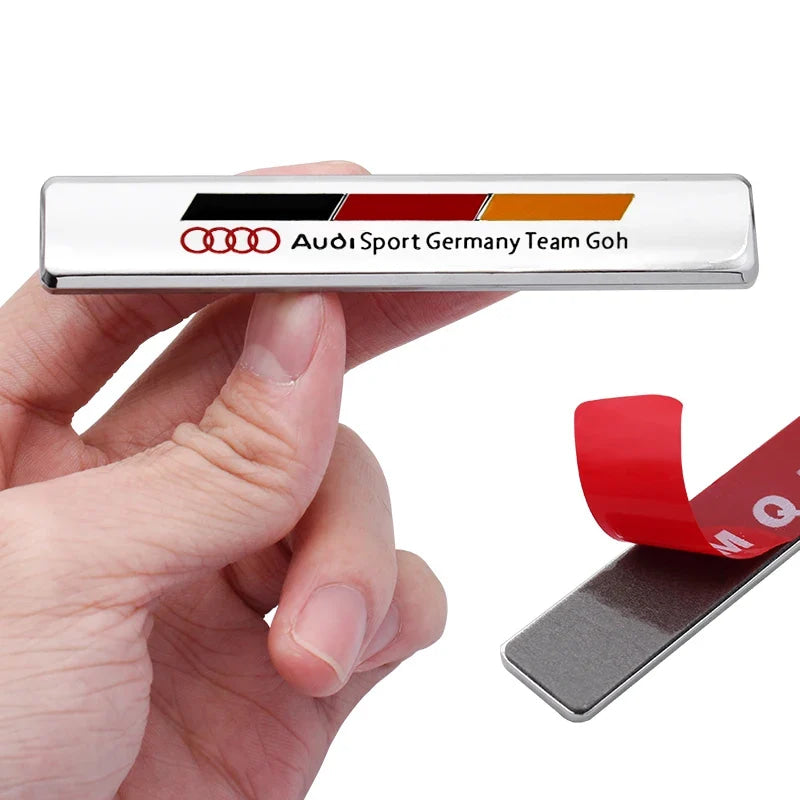 Car Metal Logo Front Grill Badge Decal For Audi Sline A3 A1 A4 B8 B7 A6 C7 A5 A7 A8 B9 B6 C6 Q2 Q3 Q5 Emblem Sticker Accessorie