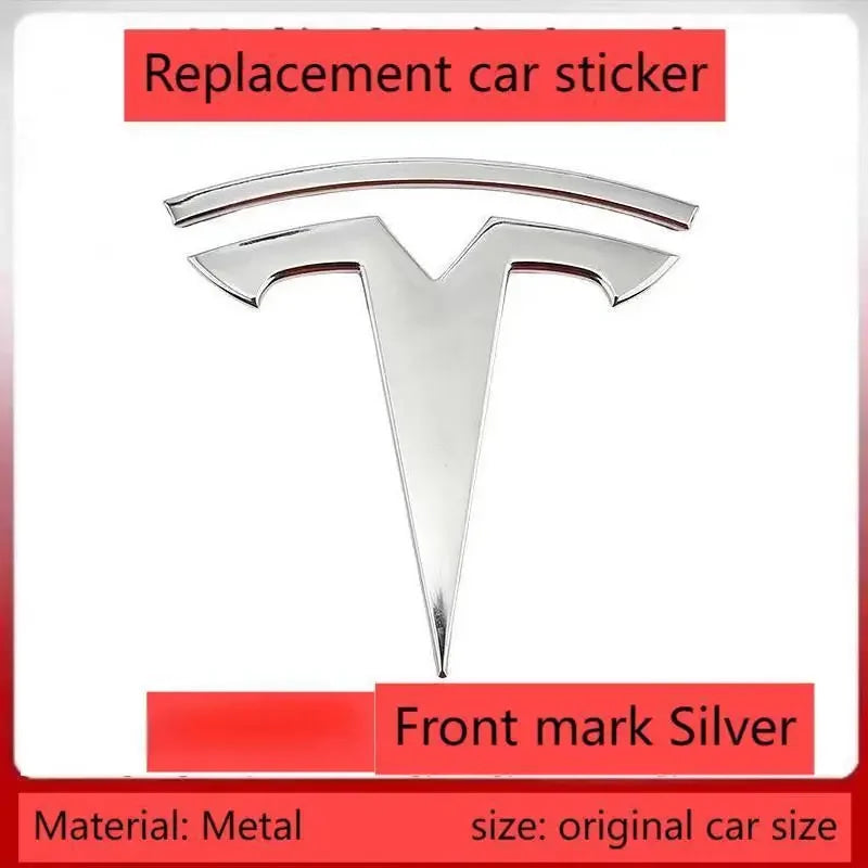 metal For Tesla- Car Front Emblem Rear Trunk Emblem Suitable for Model 3 Mode Y logo replacement rear and rear logos blackening