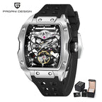 PAGANI DESIGN-reloj mecánico automático para hombre, barril de vino, tienda, estilo Venom, resistente al agua, lente de zafiro de goma, hueco
