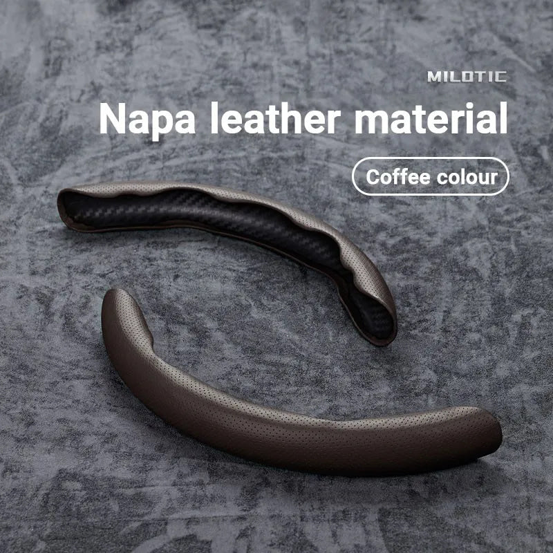 Universal Suede / Nappa Leather Car Steering Wheel Cover 38CM Breathable O/D Shape Protector Non-Slip Auto Interior Accessories