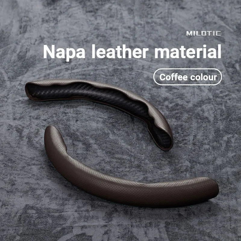 Universal Suede / Nappa Leather Car Steering Wheel Cover 38CM Breathable O/D Shape Protector Non-Slip Auto Interior Accessories