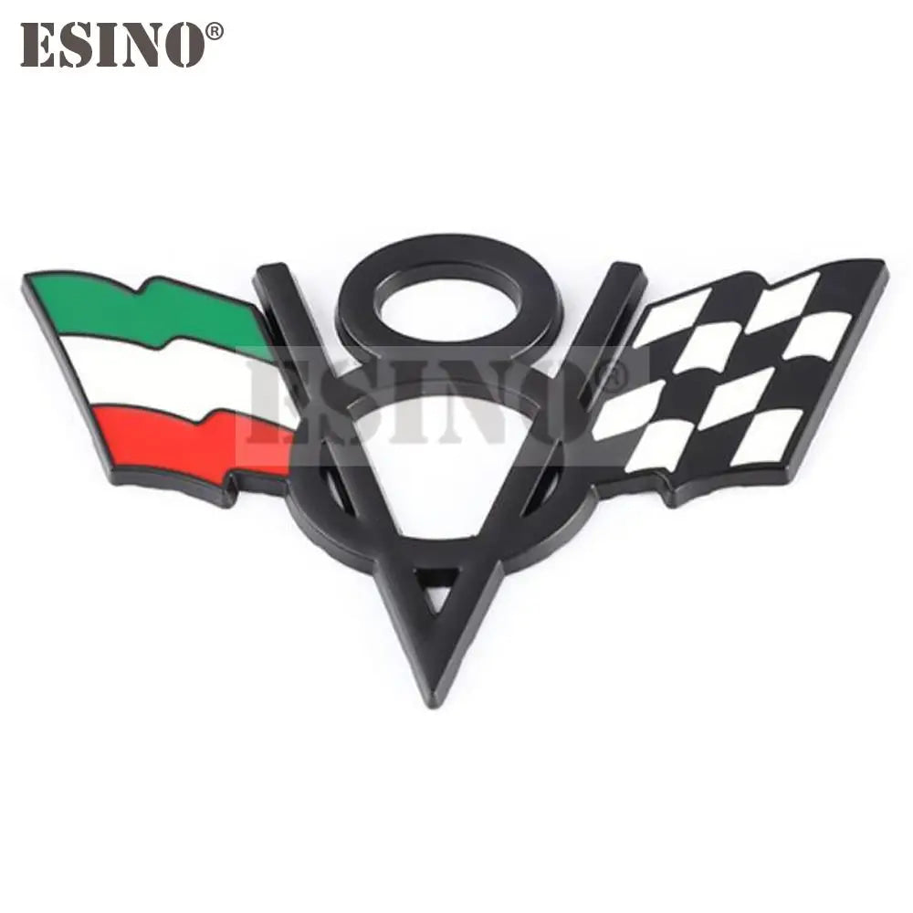 3D V8 Metal Zinc Alloy National Flag Badge Car Adhesive Emblem for Italy France Germany England America US Flag Body Fender