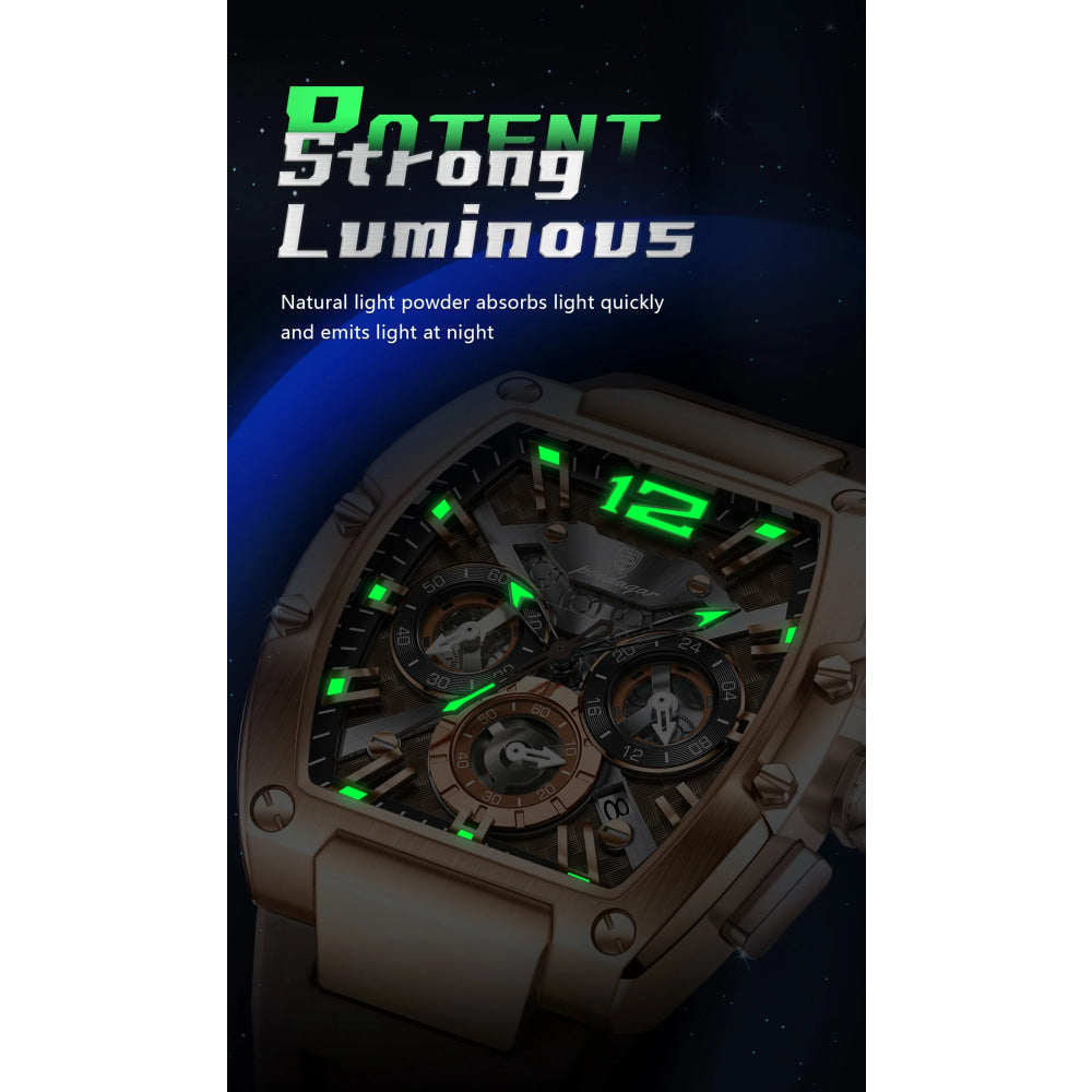 POEDAGAR Fashion Military Men's Watches Luminous Waterproof Date Sports Male Clock Chronograph Silicone Quartz Luxury Wristwatch
