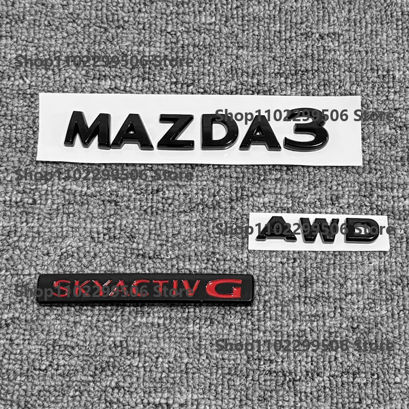 glossy black ABS Car Front Grille Eemblem Rear Trunk Badge Replace stickers  SKYACTIV  GX For 2019-2025 Mazda 3 Logo Accessories