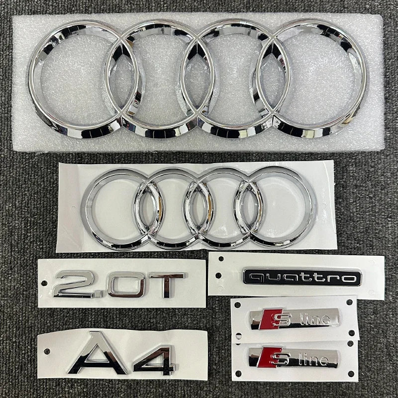 The new ABS letter 3D sticker Quattro Sline 2.0T is suitable for the modification of Audi A4 2008-2017 glossy black suitcase.