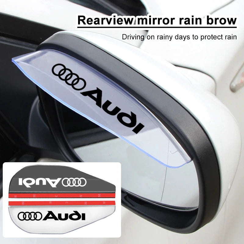 Car Rear View Side Mirror Rain Board Eyebrow Emblem Sticker For Audi Q7 Q3 Q5L Q2L S4 S5 S6 S7 S8 A6L A4L A3 A4 A7 A5 RS3 RS4