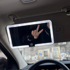 Espejos interiores de coche, placa de visera solar, espejo de maquillaje LED HD para niñas y mujeres, luz de relleno recargable, espejo de tocador fino Universal