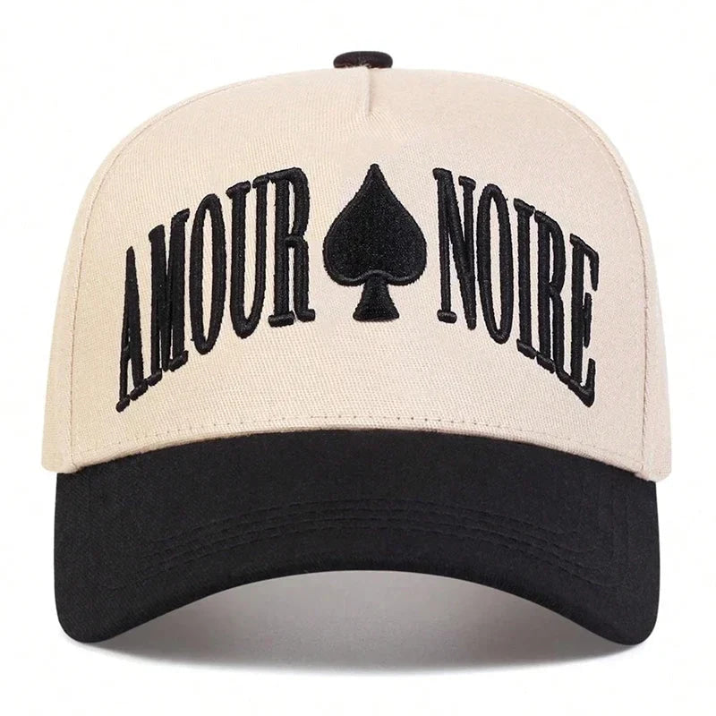 Unisex AMOUR NOIRE Spades Embroidery Baseball Caps Spring Autumn Outdoor Adjustable Casual Hats Dad Hat Sunscreen Hat