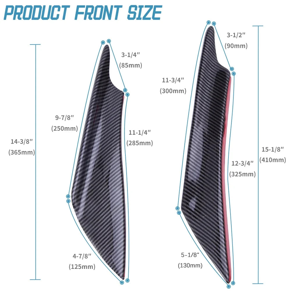 4pcs Front Bumper Side Canards Splitter Fins Universal Spoilers Carbon Fiber Car Door Anti-collision Belt Bumper Guard