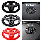1PC Car Steering Wheel Decorative Sticker 6.5X4.5cm Carbon fiber Emblem For Toyota Hilux Prius Avensis Verso Corolla Camry