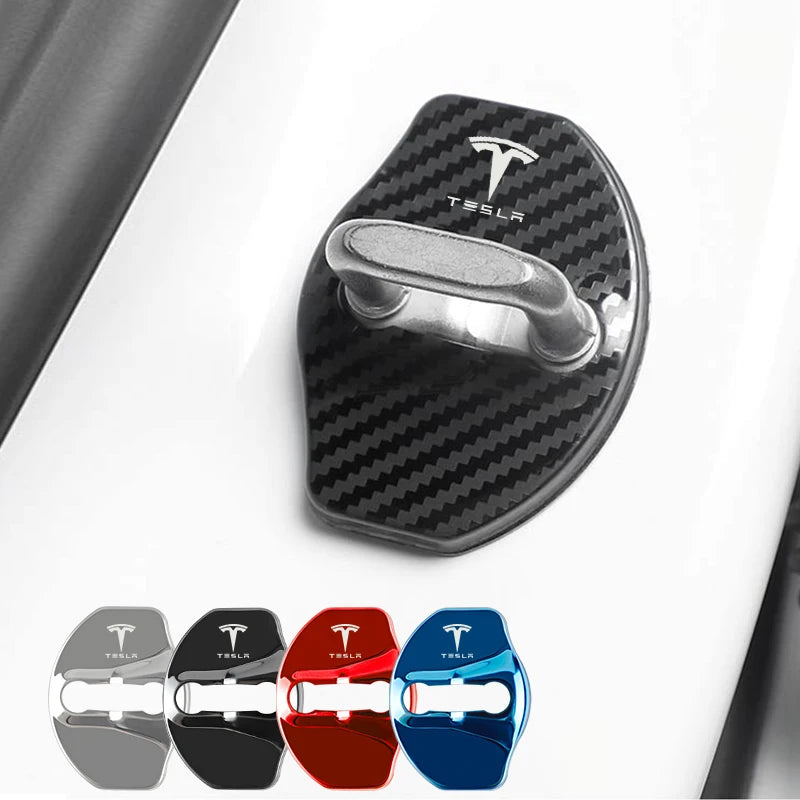 4pcs Metal Auto Door Lock Protective Cover Car Styling auto Accessaries sticker For Tesla model 3 model X Y