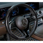 2/3PCS Laser Carbon Fiber Silicone Car Steering Wheel Cover 1K Micro Fiber Leather PVC Wheel Booster Cover Non-Slip Universal