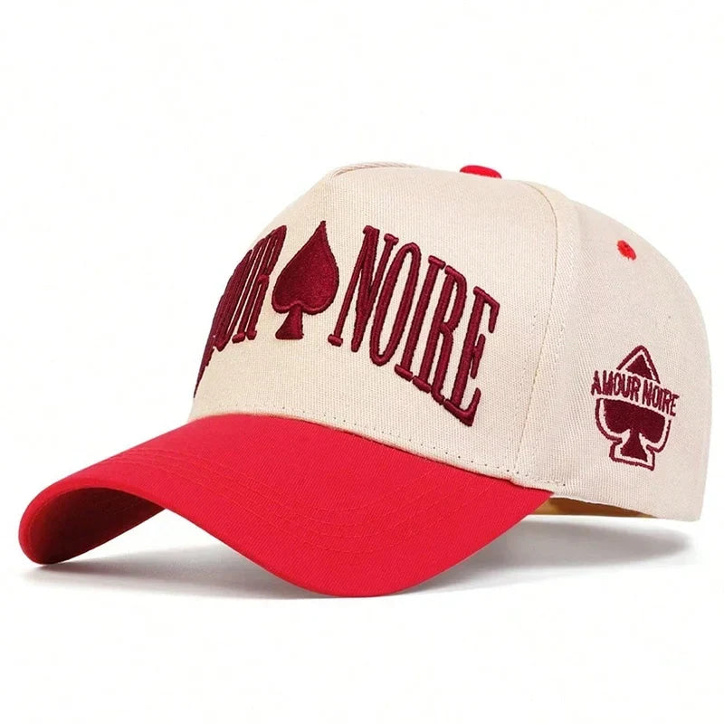 Unisex AMOUR NOIRE Spades Embroidery Baseball Caps Spring Autumn Outdoor Adjustable Casual Hats Dad Hat Sunscreen Hat