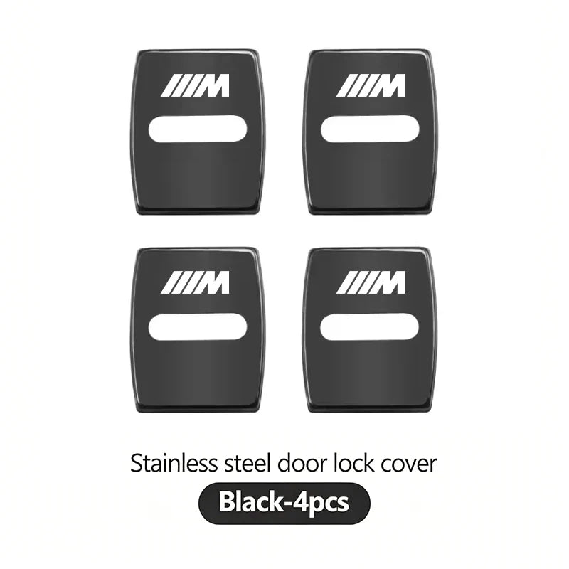4Pcs Zinc Alloy  Car Door Lock Buckle Protection Cover Anti-Collision Shock Absorbing Cushion Stickers For BMW G80 G06 G07 G42 G