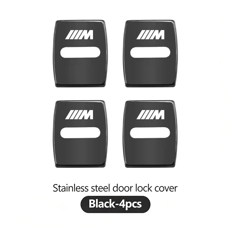 4Pcs Zinc Alloy  Car Door Lock Buckle Protection Cover Anti-Collision Shock Absorbing Cushion Stickers For BMW G80 G06 G07 G42 G