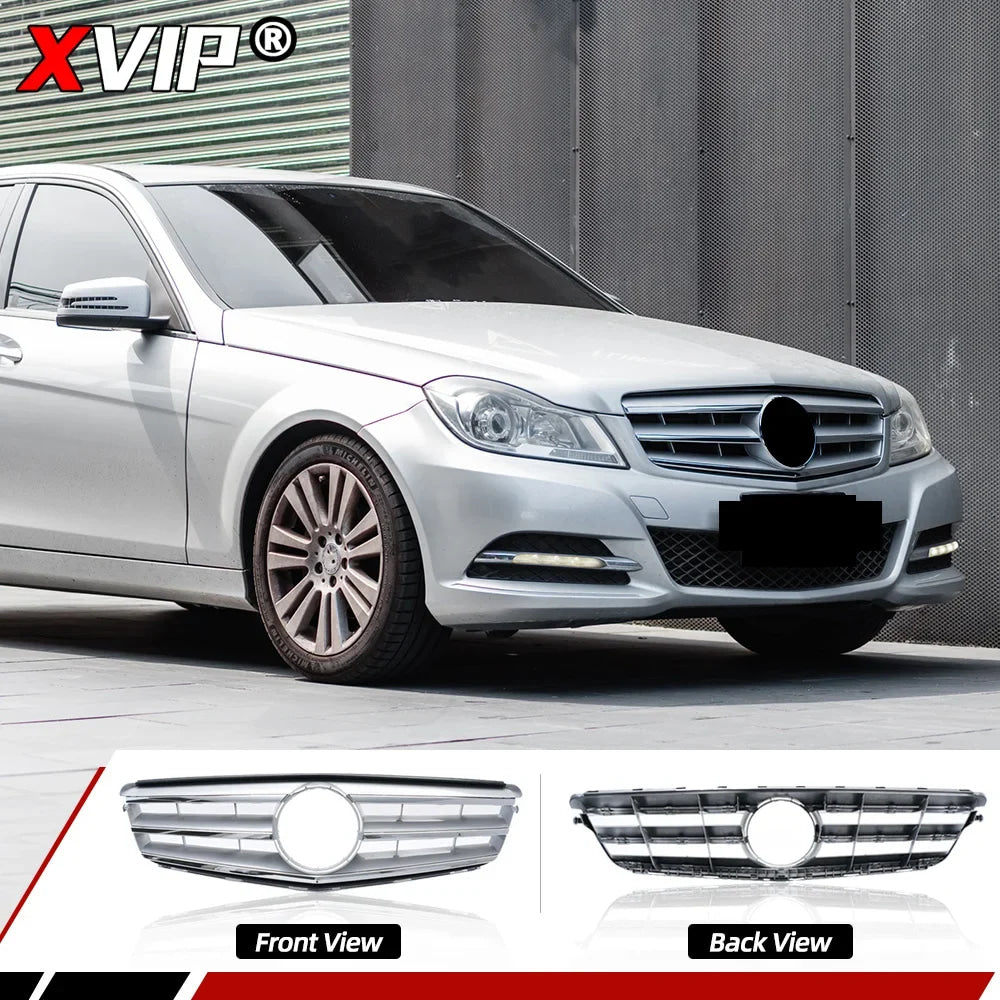 XVIP Chrome Silver Sport Style Racing Grille Bumper Grill For Mercedes Benz C-Class W204 2008-2014 C180 C200 C250 C280 C300 C350
