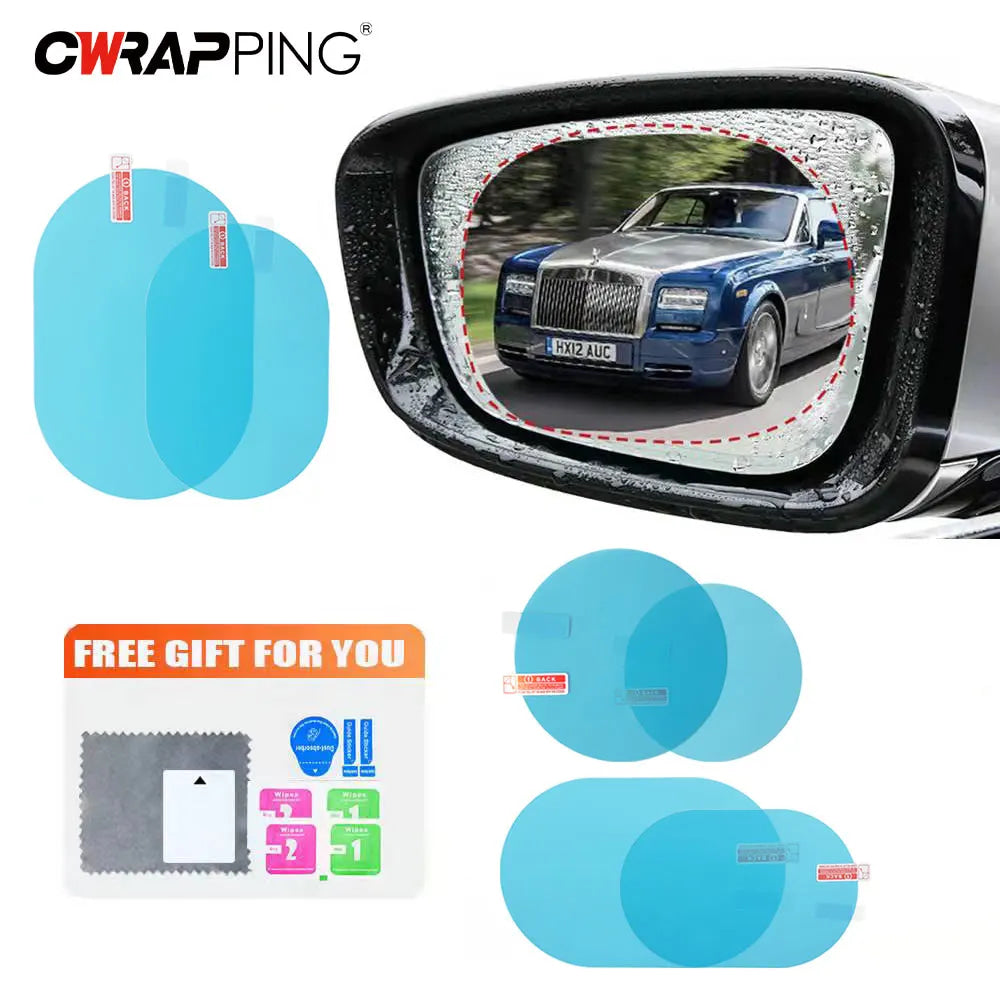 Pegatina antiniebla a prueba de lluvia para coche, película impermeable para ventana transparente, accesorios de película para espejos de motocicleta y coche